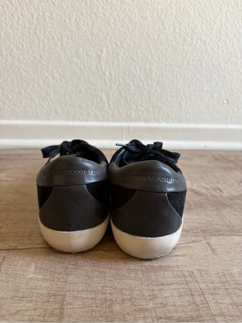 Golden Goose Black Suede Low-Top Sneakers with White Sole